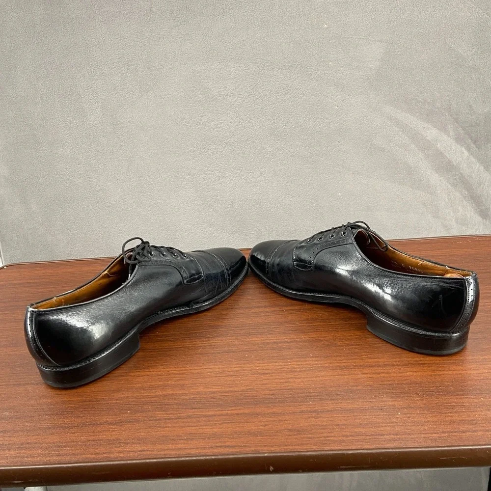 Allen Edmonds Essex Mens 9.5 D Dress Shoes Black Leather Cap Toe Lace Up Oxford